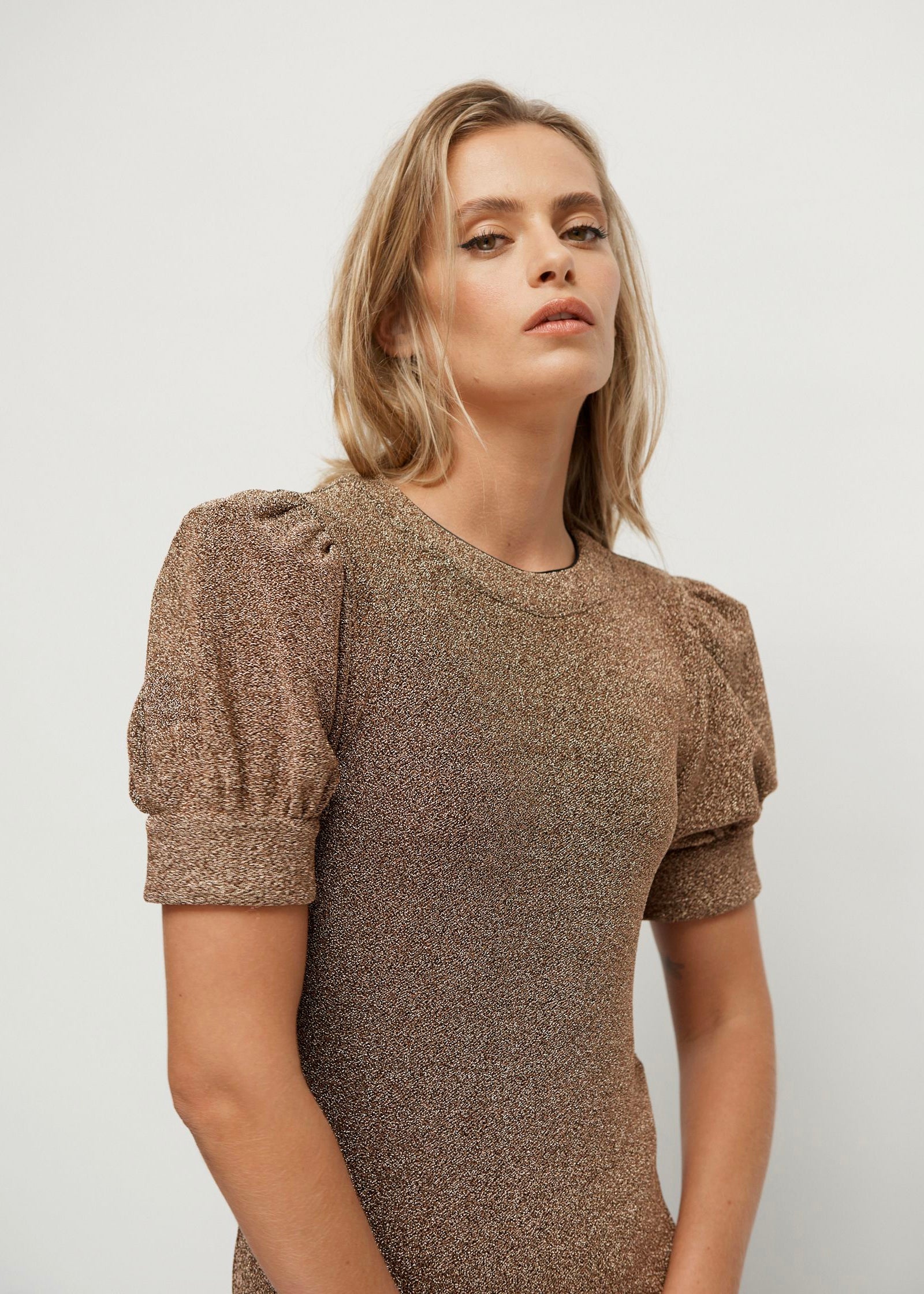 Como Maxi Dress Bronze Gold Metallic Luxe de Valentina