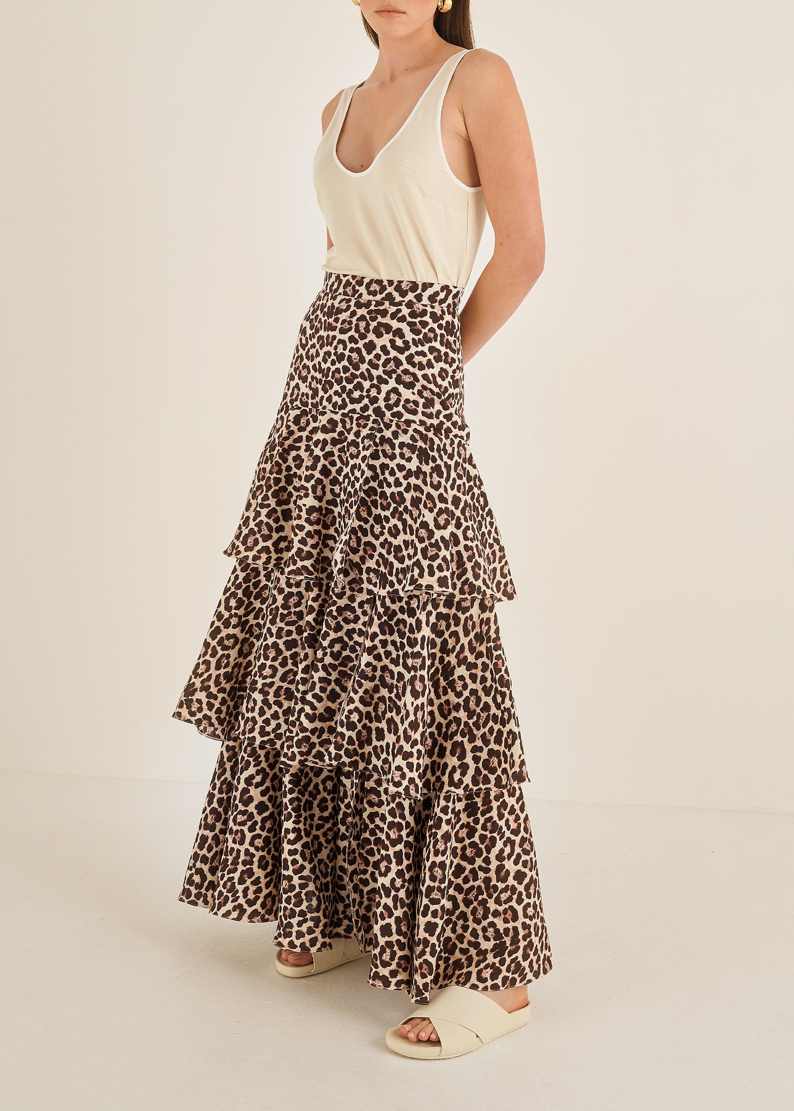 Leopard print wrap maxi on sale skirt