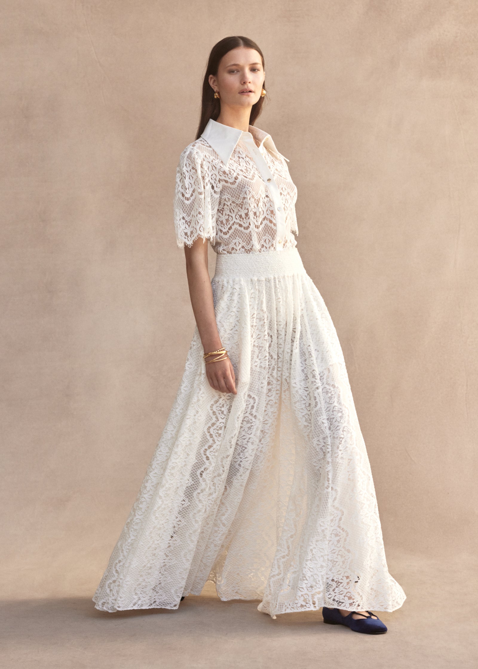 Oleander Lace Maxi Skirt White