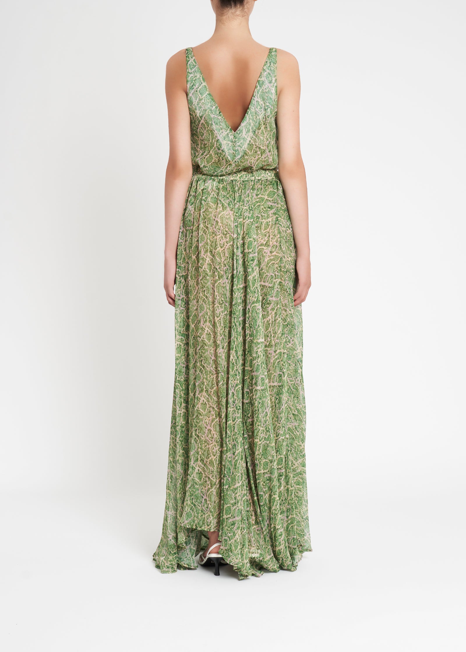 Al Fresco Silk Circle Skirt | Green Snake