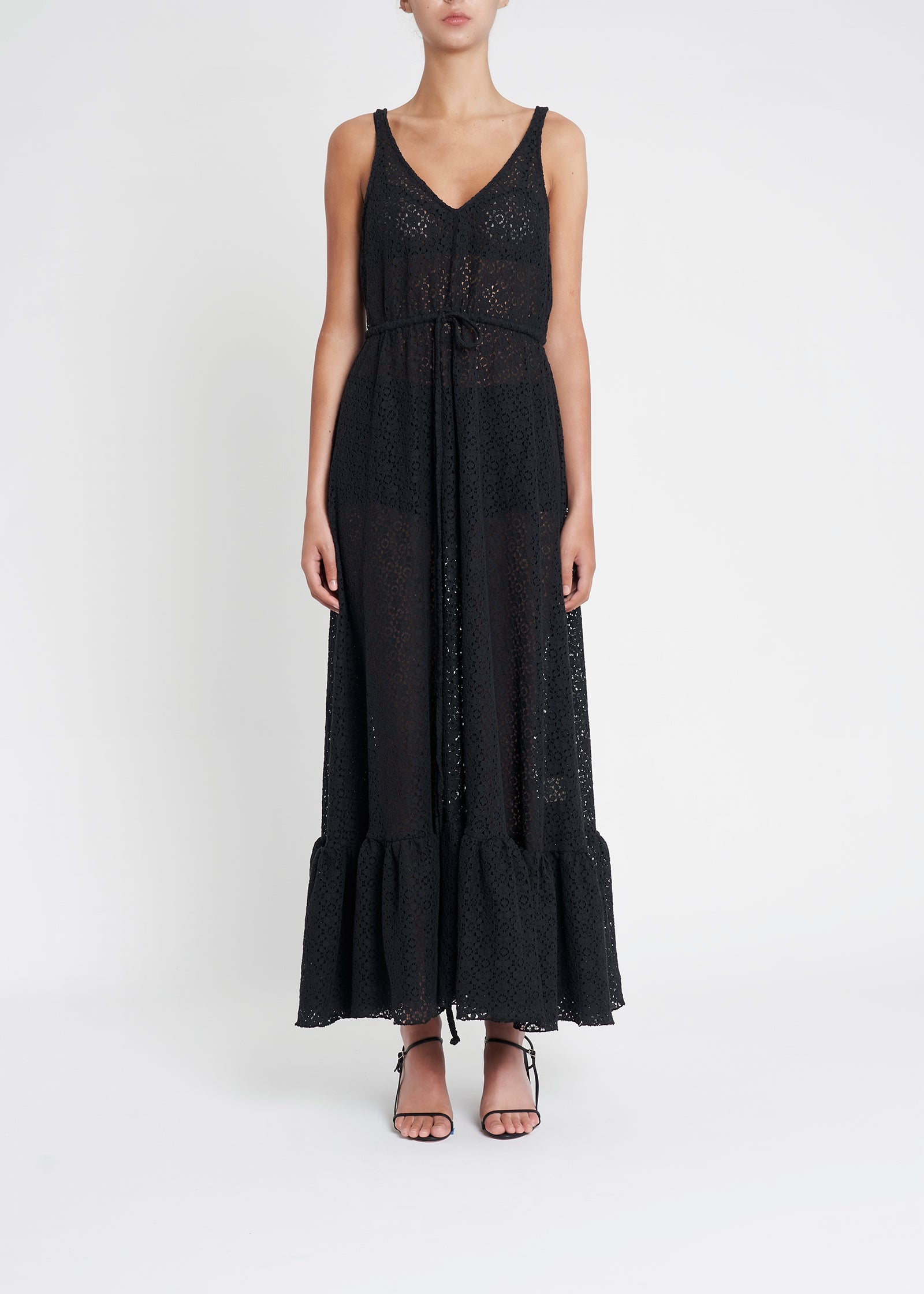 Sunset Singlet Maxi Dress | Black Cotton Lace
