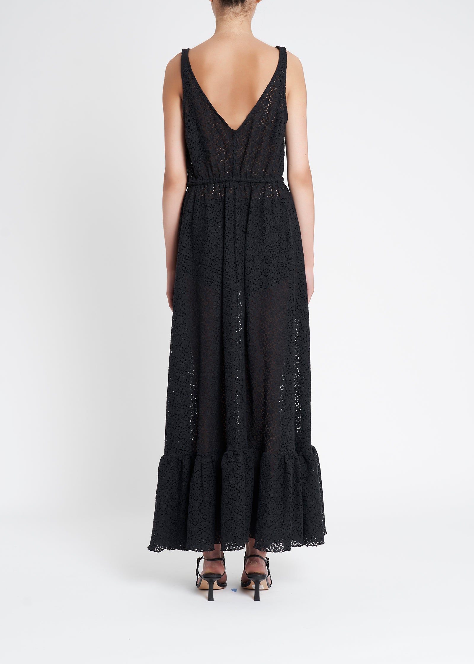 Sunset Singlet Maxi Dress | Black Cotton Lace