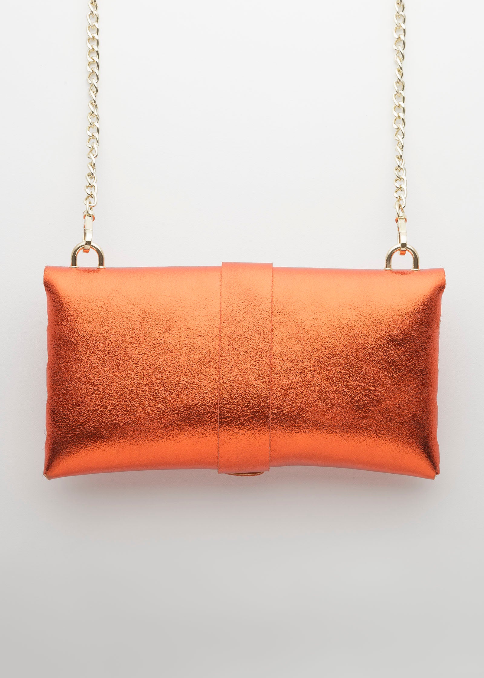 Orange and 2024 gold clutch bag