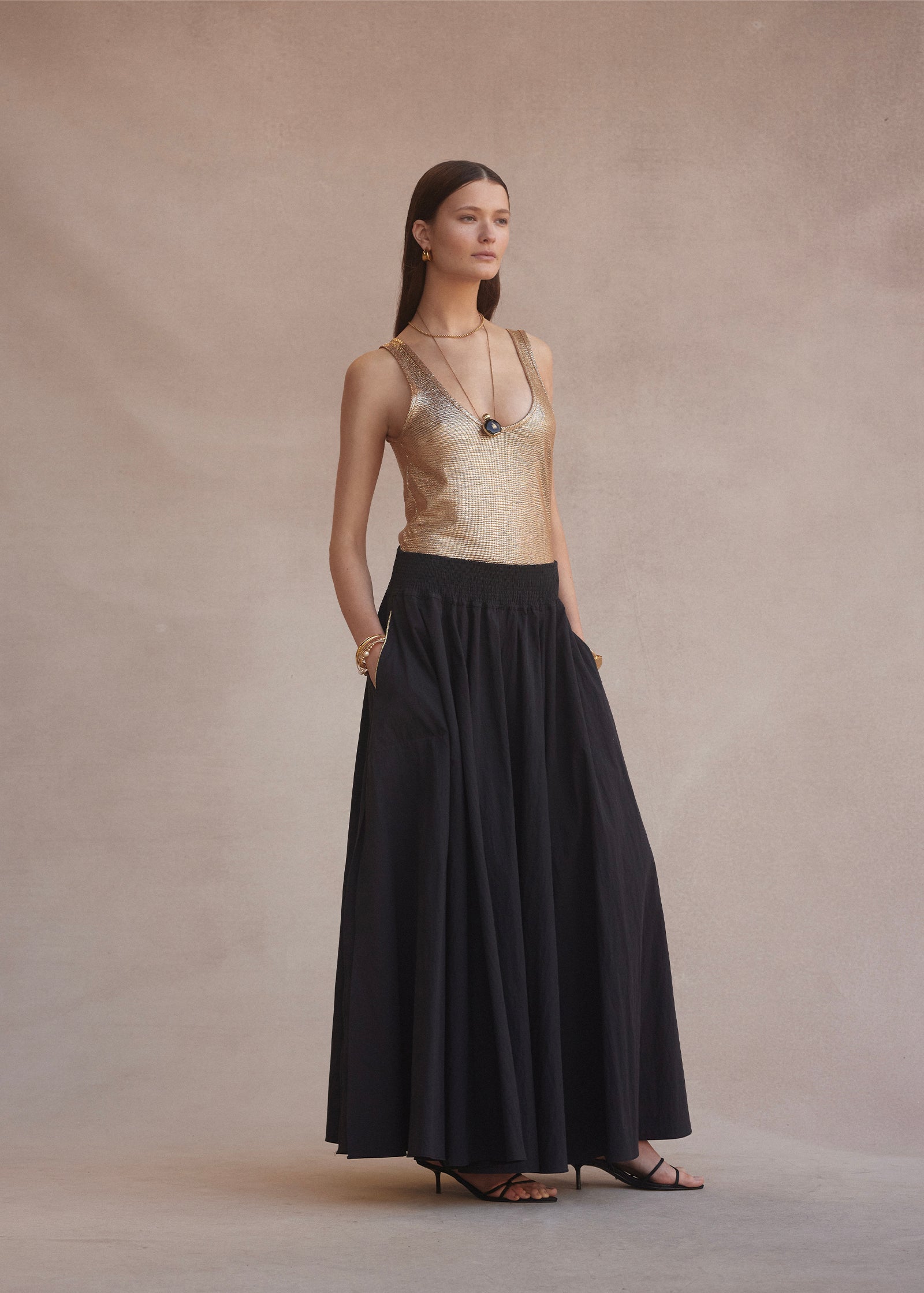 Oleander Maxi Skirt | Black Taffeta – Luxe de Valentina