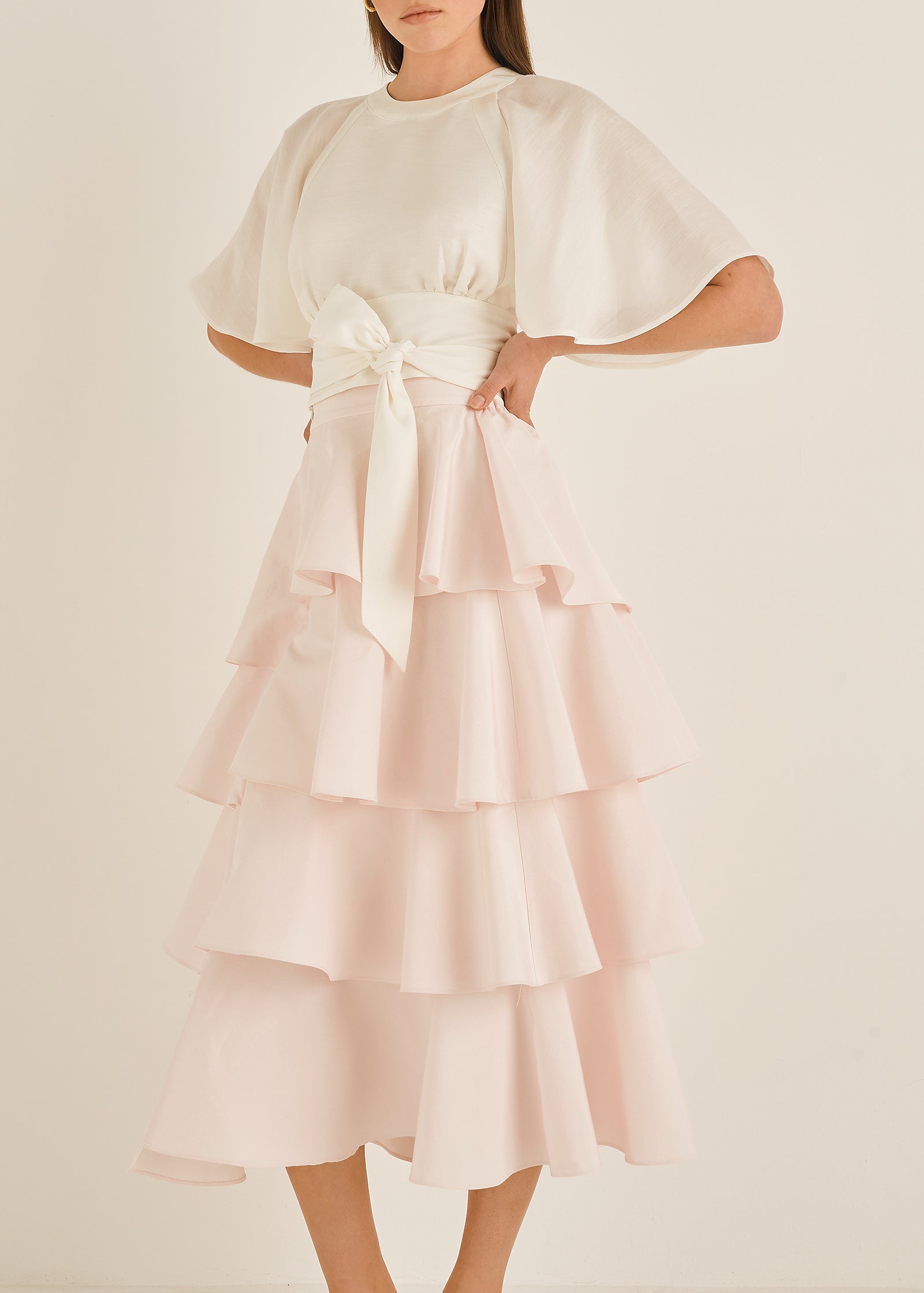 Asymmetrical Midi Skirt | Rose Pink