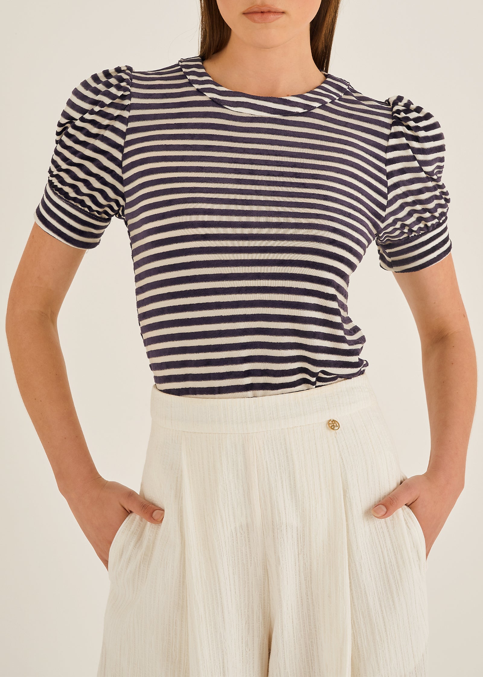 Como T-Shirt | Navy Marine Stripe