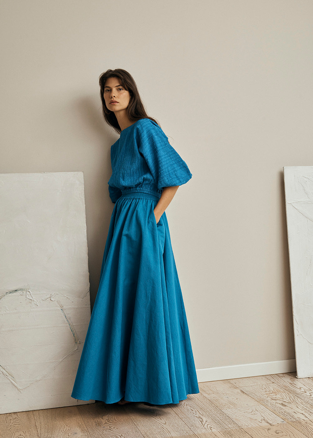 Oleander Maxi Skirt | Mykonos Blue