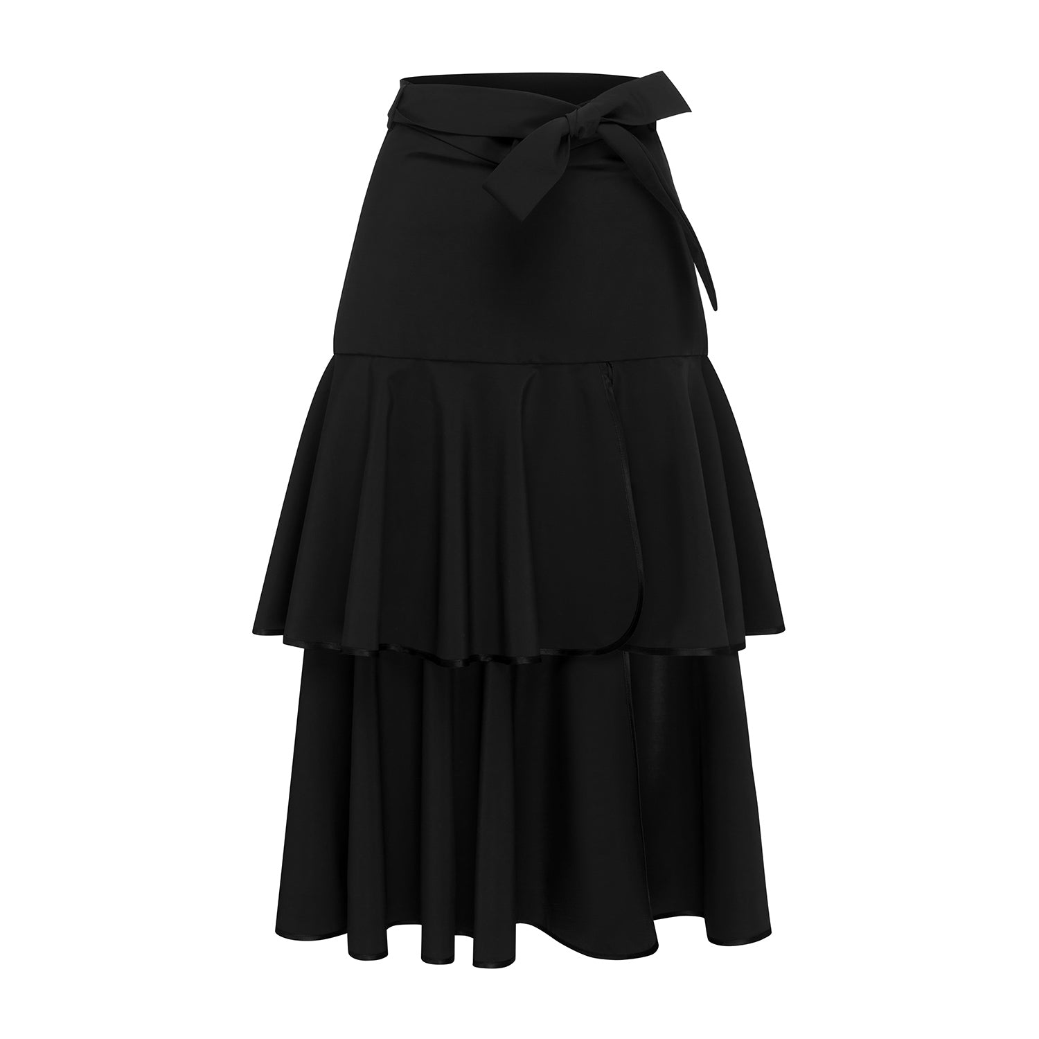 Onassis 2 Frill Skirt Black Wool