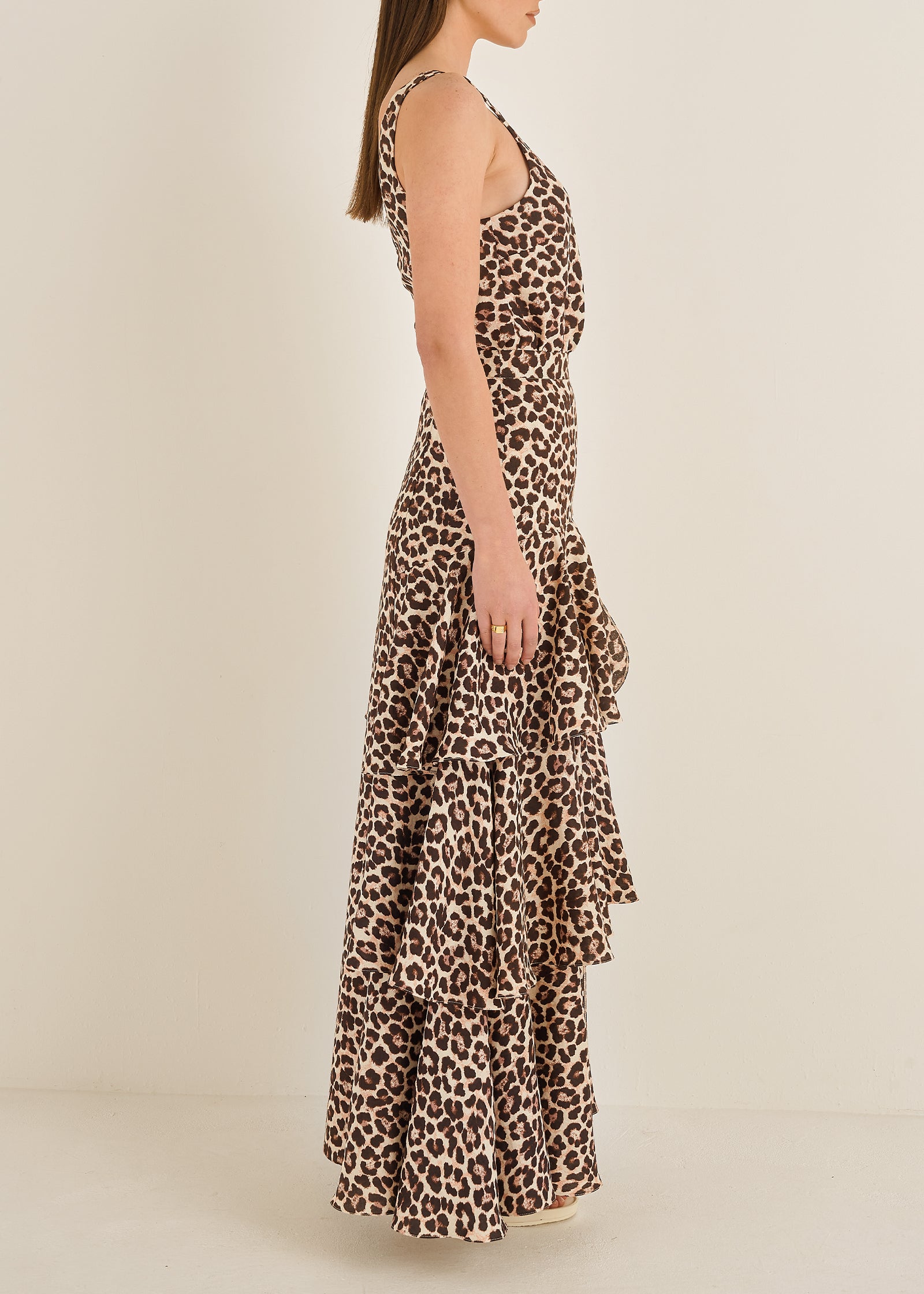 Asymmetric leopard maxi clearance skirt